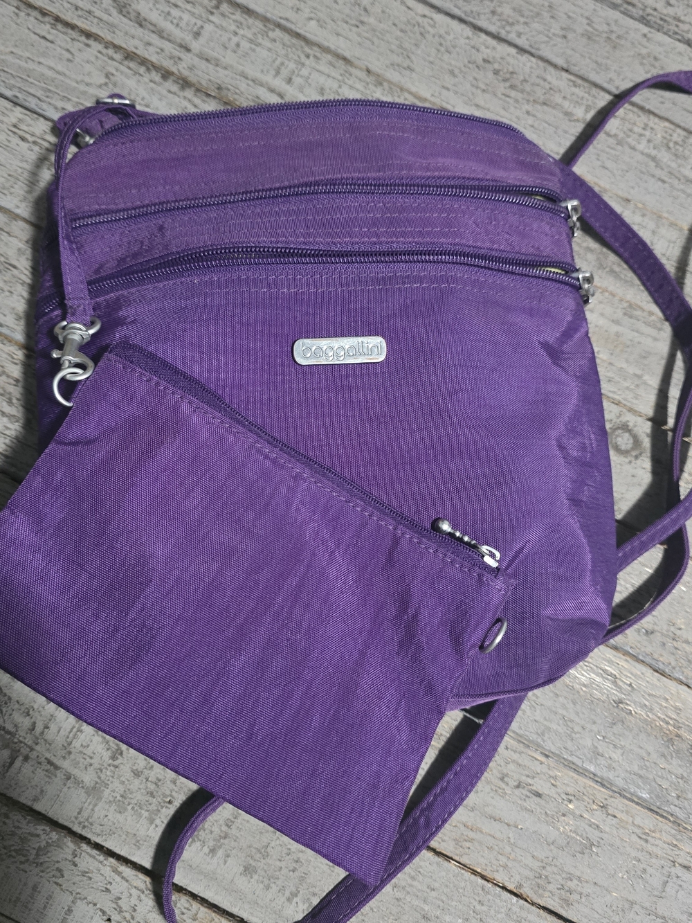 Baggallini Purple Nylon Crossbody with Matching Pouch